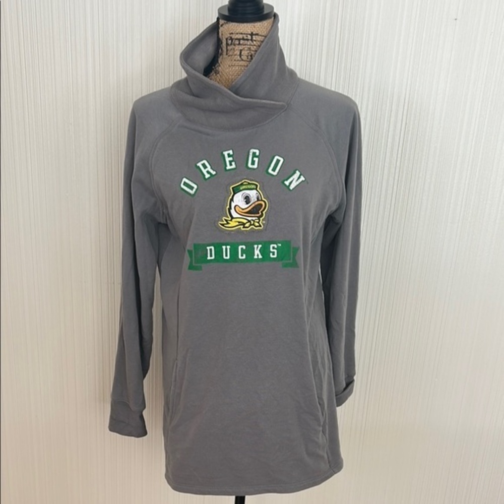 Oregon Ducks Funnel Neck Gray Sweatshirt